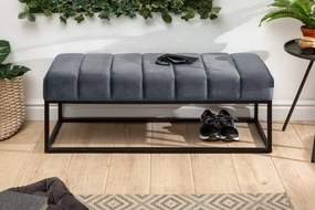 Bancheta tapitata Petit Beaute 110cm, catifea gri argintiu