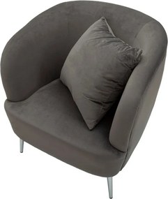 Fotoliu gri cu tapițerie din catifea Silvery – Mauro Ferretti