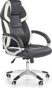 Scaun de birou BARTON, negru/alb, piele ecologica perforata, 64x68x115