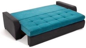 Canapea Extensibilă 3 locuri  VENETIA, cu ladă de depozitare, 220x100x90 cm, Turcoaz/Negru