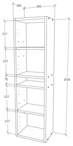 Soldat haaus Zed, Suspendat, 2 Usi, Alb lucios/Alb, MDF, L 29 x l 22 x 104 cm