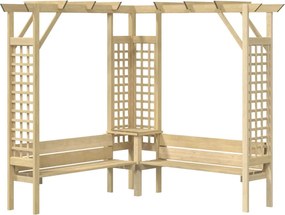 vidaXL Pergolă colțar cu banchetă, lemn de pin tratat