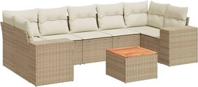 vidaXL Set canapele de grădină, 8 piese, cu perne, bej, poliratan