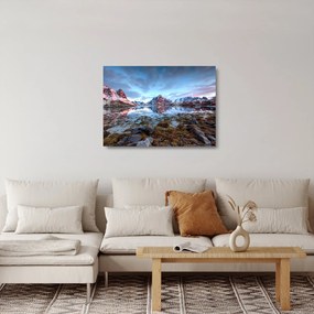 Tablou pe sticlă - Răsărit de soare deasupra Reine (70x50 cm)