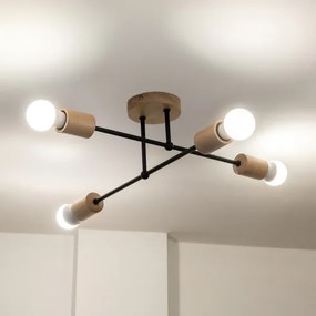 Lustră aplicată CAMBRIDGE 4xE27/15W/230V, din lemn de pin