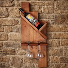 Suport de perete pentru vin cu 1 sticla si 2 pahare ,   70 A  27 cm