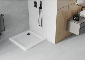 Mexen Flat duș pătrat slim 90 x 90 cm, alb, sifon negru - 40109090B