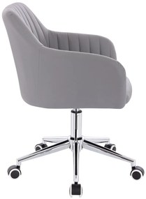 HC190K Scaun Gri din Piele Ecologica cu Bază Cromata