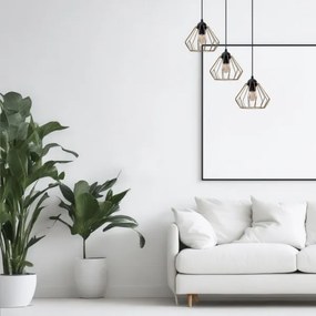 Lustră pe cablu CEED GOLD 3xE27/60W/230V d. 45 cm negru/auriu