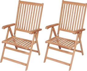 vidaXL Scaune de grădină rabatabile, 2 buc., lemn masiv de tec