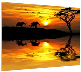 Tablou cu peisaj african cu elefant (70x50 cm), în 40 de alte dimensiuni noi