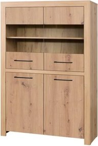 Bufet low JANEZ – 110x40x160 cm – Stejar Artisan / Negru