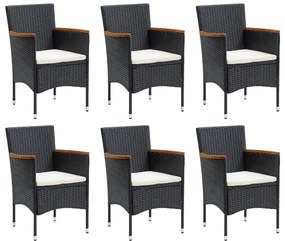 Set mobilier de gradina cu perne, 7 piese, negru, poliratan negru si maro, Lungime masa 150 cm, 7