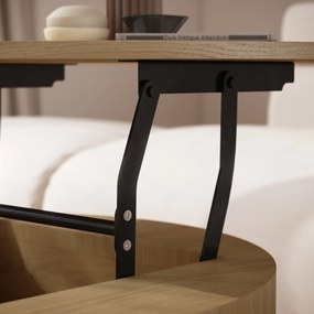 Mazzoni FRIDA Stejar Oasis – MĂSUȚĂ DE CAFEA MODERNĂ CU BLAT RABATABIL ȘI SPAȚIU DE DEPOZITARE