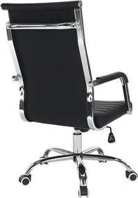 Scaun de birou, piele eco/metal, negru/crom, FARAN
