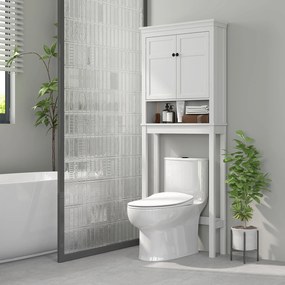 HOMCOM Mobilier WC deasupra toaletei mobilier mașină de spălat dulap 2 uși rafturi reglabile alb | Aosom Romania