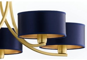 Jupiter 2094 - Candelabru ARTHUR suspendat cu lanț, 5xE27/15W/230V, albastru/auriu