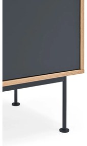 Comodă cu aspect de lemn de stejar Teulat Yoko, lățime 180 cm, gri antracit