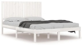 3104394 vidaXL Cadru de pat, alb, 140x190 cm, lemn masiv de pin