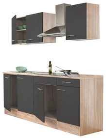 Mobilă de bucătărie Yorki 210, corp din stejar sonoma, cu față antracit satinat