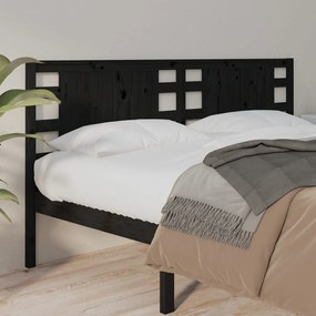 vidaXL Tăblie de pat, negru, 126x4x100 cm, lemn masiv de pin