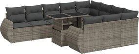 vidaXL Set canapele de grădină cu perne, 11 piese, gri, poliratan