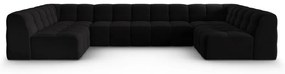 Colțar negru cu tapițerie din catifea (în formă de "U") Kendal – Micadoni Home