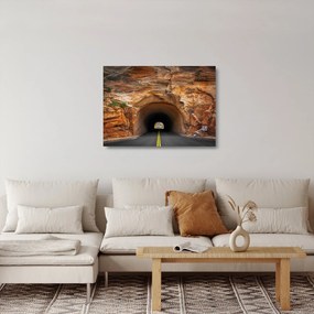 Tablou pe sticlă - tunel în stâncă (70x50 cm)