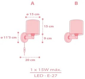 Dalber 41579S - Aplică de perete pentru copii BABY TEDDY, 1xE27/15W/230V, roz