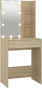 vidaXL Masă de toaletă cu LED, stejar sonoma, 60x40x140 cm