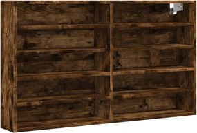 vidaXL Dulap cu vitrină, stejar fumuriu, 100x15x58 cm, lemn prelucrat