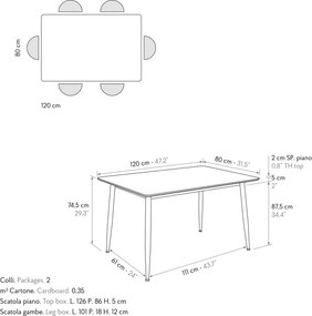 Masă fixă Ella 120 cm/ 80 cm
