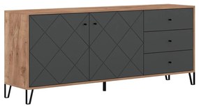 Comodă SULA, stejar craft/negru