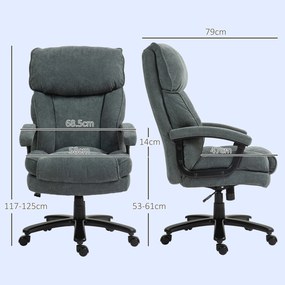 HOMCOM Scaun de Birou cu Spătar Înalt și Înălțime Reglabilă, 68,5x79x117-125 cm, Gri | Aosom Romania