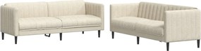 vidaXL Set de canapele, 2 piese, crem, material textil