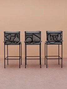 Scaun de bar cu dungi, din bumbac si metal, Geometrical Springs
