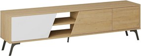 Comoda TV FIONA, stejar/alb, PAL melaminat, 180x36x48 cm