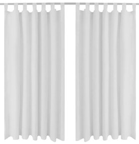 Draperii micro-satin cu bride, 140 x 245 cm, alb, 2 buc.