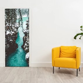 Fototapet pentru ușă - Râul de munte iarna (95x205cm)
