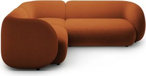 Colțar teracotă cu tapițerie din catifea (cu colț pe partea stângă/în formă de ”L”) Kate – Micadoni