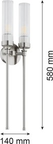 Aplica de perete stil elegant PRESTON 2 nickel/sticla clara