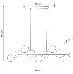 Lustră suspendată pe cablu LAVA, 9x G9, 8W, 230V, bej/fumuriu bej