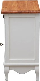 Noptiera, L46 36 H70 cm, alb antichizat natur, lemn masiv