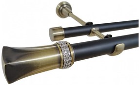Galerie dubla fara inele PLUTON CRYSTAL - 25/19 - negru/aur antic (Alege marime: 240 cm)