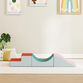 AIYAPLAY Set de cățărare și târâre din 3 piese pentru copii mici, Piele ecologică, Spumă, Gri deschis | Aosom Romania