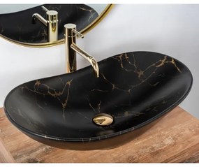 REA-U7478 - Lavoar pentru blat ROYAL 36 x 62 cm, ceramică, negru, decor marmură