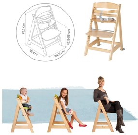 Scaun de masă pentru bebe gri deschis/în culoare naturală Style Born Up 2in1 – Roba