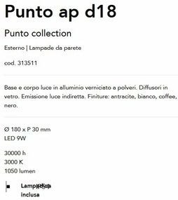 Aplica LED iluminat exterior ambiental Punto ap d18 antracit