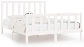 3105196 vidaXL Cadru de pat mic dublu, alb, 120x190 cm, lemn masiv