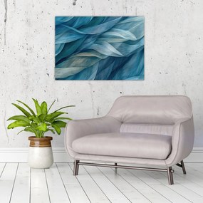 Tablou pe sticlă - Undele albastre și albe (70x50 cm)